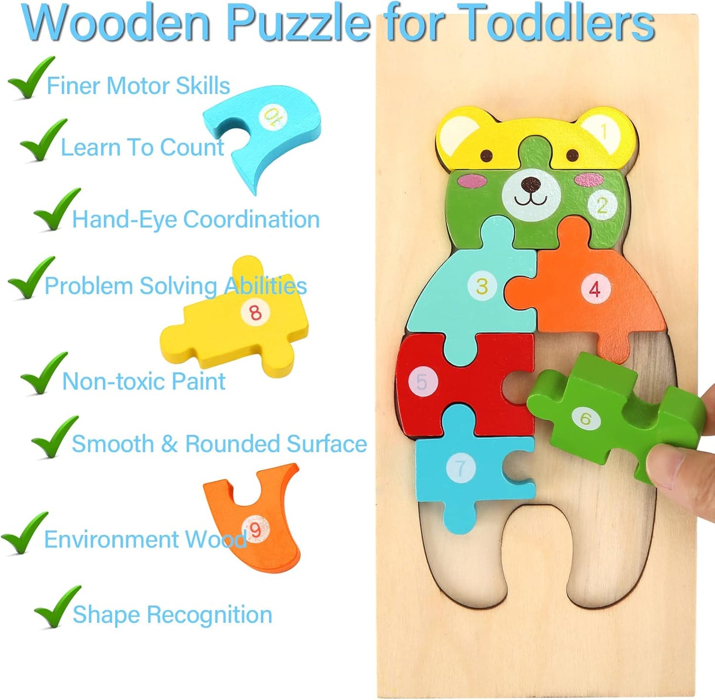 Holzpuzzle für Kleinkinder von 1-3 Jahren