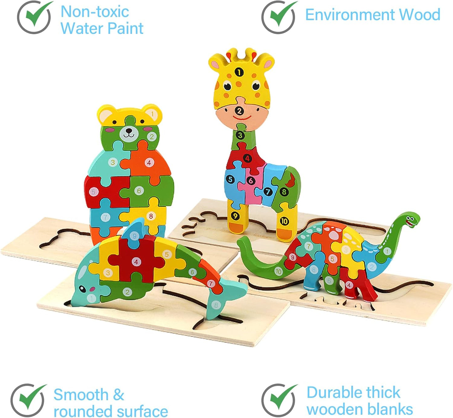 Holzpuzzle für Kleinkinder von 1-3 Jahren