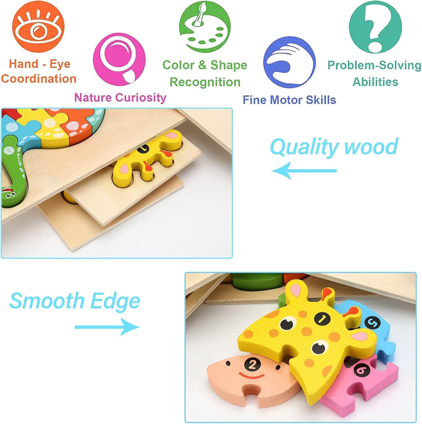 Holzpuzzle für Kleinkinder von 1-3 Jahren